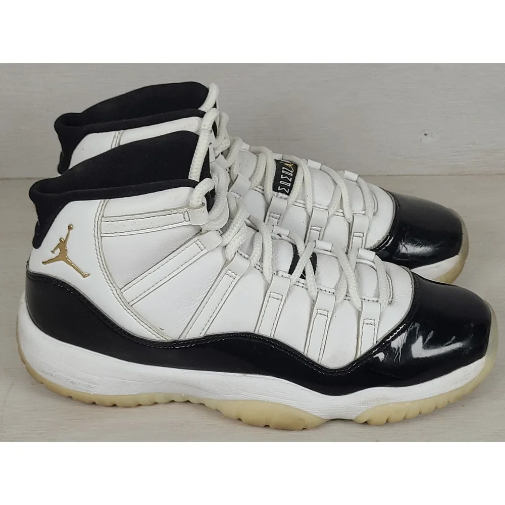 Jordan 11 Retro Sz 7Y Gratitude Kids White Black Metallic Gold 378038-170